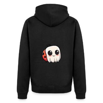 Ladybug Halloween Funny Ghost - Unisex Premium Organic Zip Hoodie - black - Back - Nico (187cm)