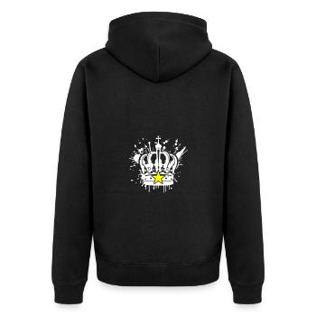 Krone Royal Symbol - Unisex Premium Bio Zip Hoodie - Schwarz - Hinten - Nico (187cm)