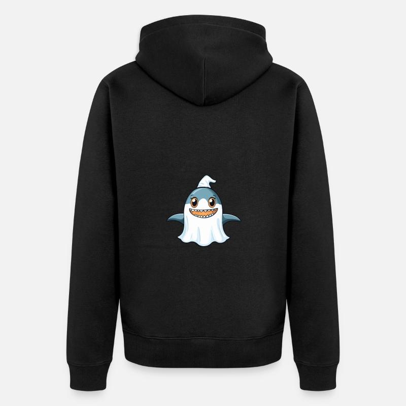 requin Halloween drôle fantôme - Veste à capuche bio Premium Unisexe - noir