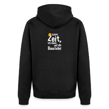 Baustelle - Unisex Premium Bio Zip Hoodie - Schwarz - Hinten - Nico (187cm)