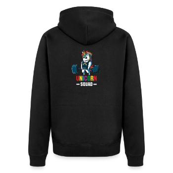 Unicorn Squad Weightlifting Workout Gym T Shirt - Unisex Premium Organic Zip Hoodie - black - Back - Nico (187cm)