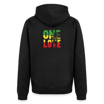 Un amour jamaïcain t-shirt - Veste à capuche bio Premium Unisexe - noir - Dos - Nico (187cm)