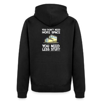 Tiny House Mini Haus Spruch Geschenk Minimalist - Unisex Premium Bio Zip Hoodie - Schwarz - Hinten - Nico (187cm)