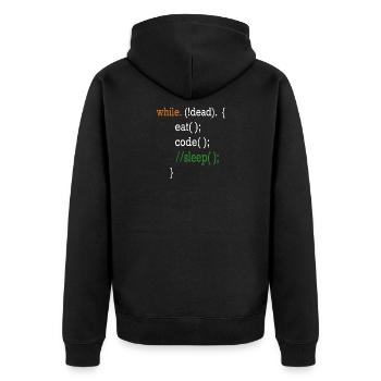 Programmierer Coding Shirt - Unisex Premium Bio Zip Hoodie - Schwarz - Hinten - Nico (187cm)
