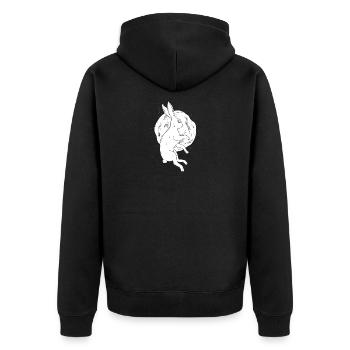 Rabbit and Moon Tshirt - Unisex Premium Organic Zip Hoodie - black - Back - Nico (187cm)