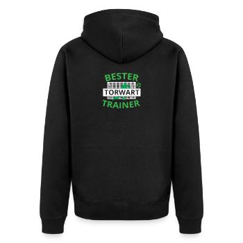 Bester Torwart Trainer Fußball Verein Team Sport - Unisex Premium Bio Zip Hoodie - Schwarz - Hinten - Nico (187cm)