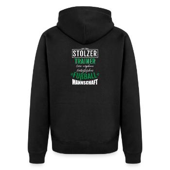 Stolzer Trainer Fantastisch Fußball Team Geschenk - Unisex Premium Bio Zip Hoodie - Schwarz - Hinten - Nico (187cm)