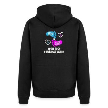 annonce de sexe de bébé garçon ou fille enceinte - Veste à capuche bio Premium Unisexe - noir - Dos - Nico (187cm)