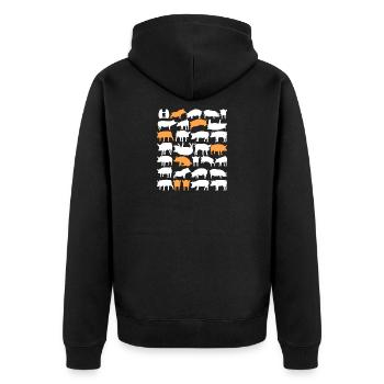 Landwirtschaft Bauernhof Geschenk · Schweine - Unisex Premium Bio Zip Hoodie - Schwarz - Hinten - Nico (187cm)