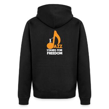 jazz - Unisex Premium Organic Zip Hoodie - black - Back - Nico (187cm)