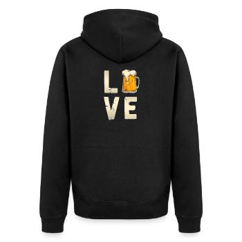 bier bayern heimat stolz einheimisch boarisch - Unisex Premium Bio Zip Hoodie - Schwarz - Hinten - Nico (187cm)
