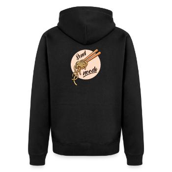 Noods senden Ramen Japanische Nudeln Geschenk - Unisex Premium Bio Zip Hoodie - Schwarz - Hinten - Nico (187cm)