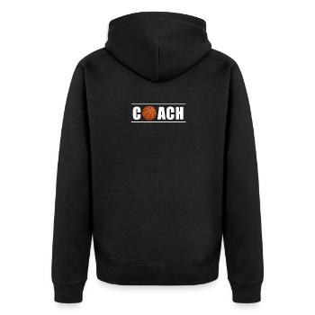 Basketball Coach Trainer - Unisex Premium Bio Zip Hoodie - Schwarz - Hinten - Nico (187cm)