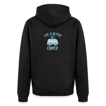 Campeur camping aventure cadeau idée chemise nature - Veste à capuche bio Premium Unisexe - noir - Dos - Nico (187cm)