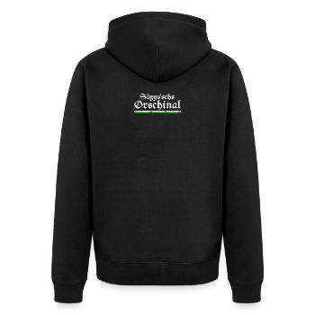 Sächsisches Original Heimat Sachsen stolzer Sachse - Unisex Premium Bio Zip Hoodie - Schwarz - Hinten - Nico (187cm)