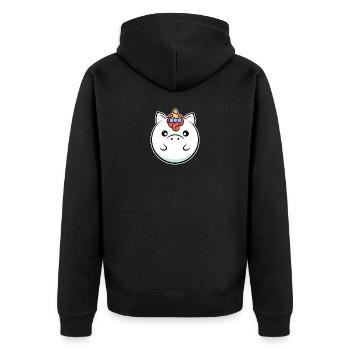 Rundes Einhorn Einhorn das letzte Einhorngeschenk - Unisex Premium Bio Zip Hoodie - Schwarz - Hinten - Nico (187cm)