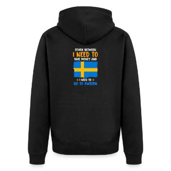 Schweden - Unisex Premium Bio Zip Hoodie - Schwarz - Hinten - Nico (187cm)