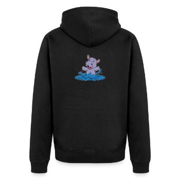 Mignon hippopotame dans une flaque d’eau Cadeau de Noël - Veste à capuche bio Premium Unisexe - noir - Dos - Nico (187cm)