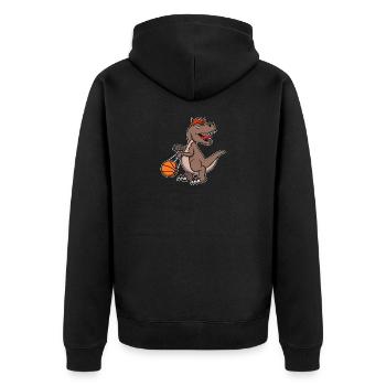 Cute Dinosaur Basketball Christmas Gift Birthday - Unisex Premium Organic Zip Hoodie - black - Back - Nico (187cm)