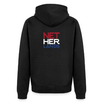 Netherlands - Unisex Premium Organic Zip Hoodie - black - Back - Nico (187cm)