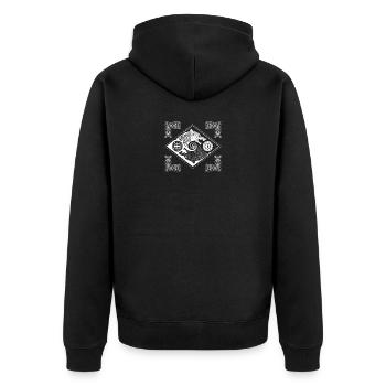 Hati und Skoll Ancient Nordic Walhalla Ying Geschenk - Unisex Premium Bio Zip Hoodie - Schwarz - Hinten - Nico (187cm)