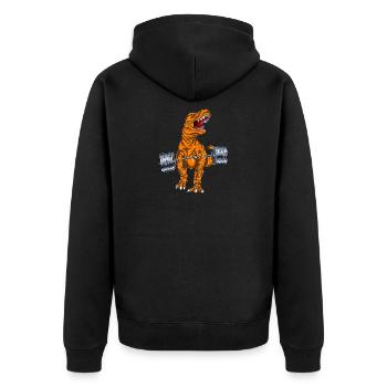 Böse Tyrannosaurus Deadlift - Unisex Premium Bio Zip Hoodie - Schwarz - Hinten - Nico (187cm)