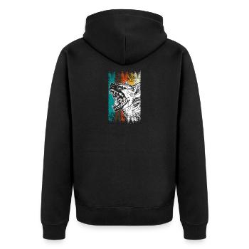 Retro hyena Africa - Unisex Premium Organic Zip Hoodie - black - Back - Nico (187cm)