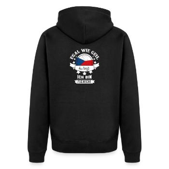 Tschechien Tscheche Land Europa - Unisex Premium Bio Zip Hoodie - Schwarz - Hinten - Nico (187cm)
