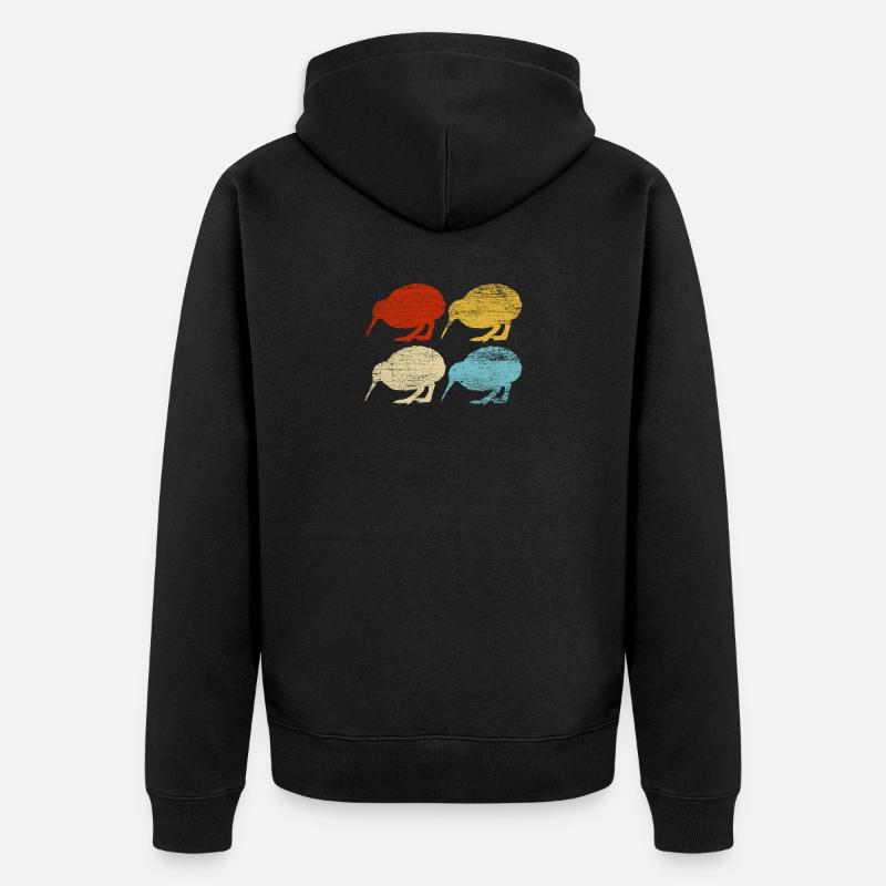 Kiwi rétro Nouvelle-Zélande - Veste à capuche bio Premium Unisexe - noir