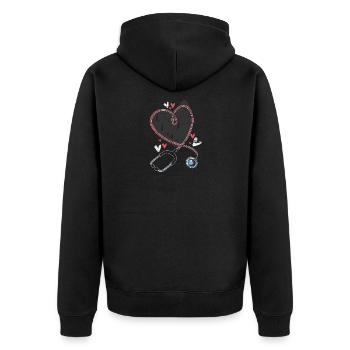 Coeur de stéthoscope - Veste à capuche bio Premium Unisexe - noir - Dos - Nico (187cm)