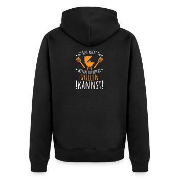 Grill Grillen Grillmeister Grillsaison - Unisex Premium Bio Zip Hoodie - Schwarz - Hinten - Nico (187cm)