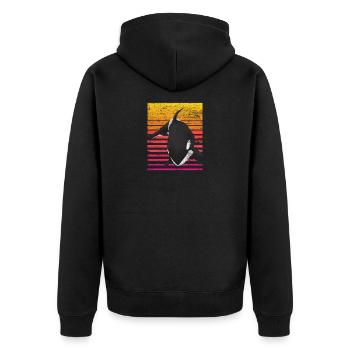 Orca Wal - Unisex Premium Bio Zip Hoodie - Schwarz - Hinten - Nico (187cm)