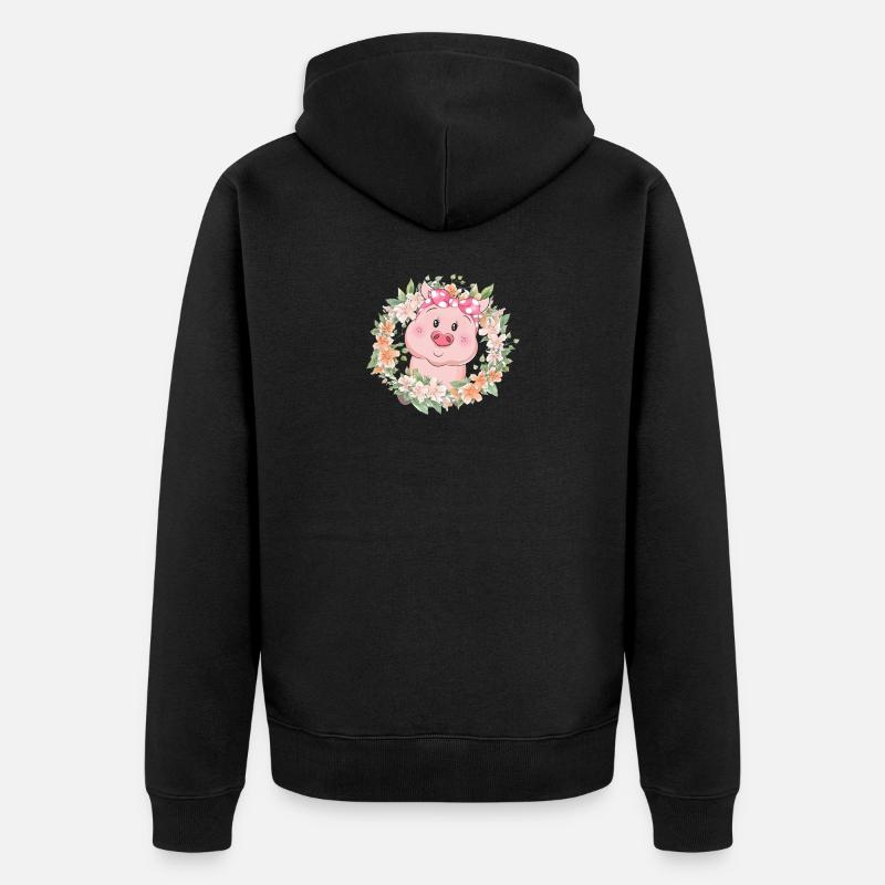 Porc Fleurs - Veste à capuche bio Premium Unisexe - noir