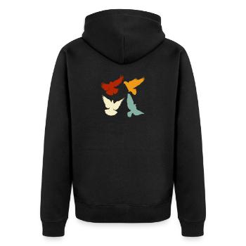 Retro pigeon animal - Unisex Premium Organic Zip Hoodie - black - Back - Nico (187cm)
