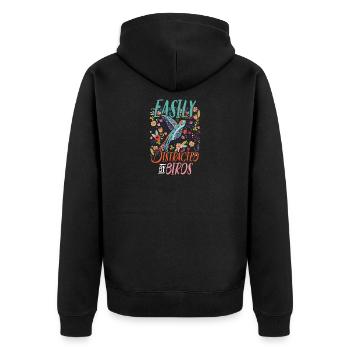 Vogel Tiere Tier - Unisex Premium Bio Zip Hoodie - Schwarz - Hinten - Nico (187cm)