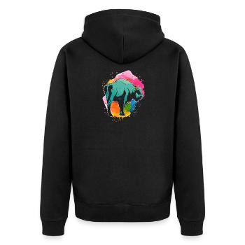 Büffel Hörner Tiere - Unisex Premium Bio Zip Hoodie - Schwarz - Hinten - Nico (187cm)