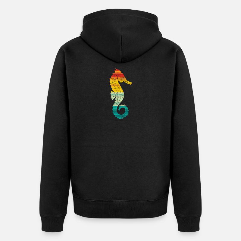 Seepferdchen Pferd - Unisex Premium Bio Zip Hoodie - Schwarz