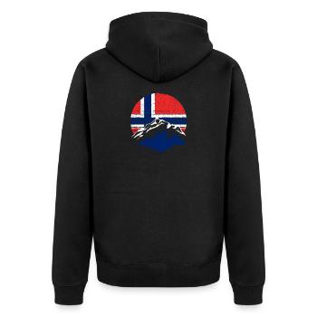 Norwegen Skandinavien Geschenk - Unisex Premium Bio Zip Hoodie - Schwarz - Hinten - Nico (187cm)