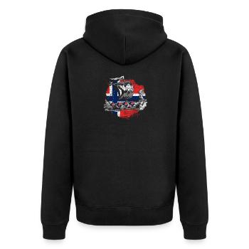 Norwegen Oslo Flagge - Unisex Premium Bio Zip Hoodie - Schwarz - Hinten - Nico (187cm)