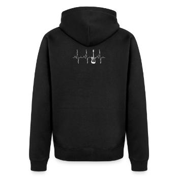 Bassgitarre Herzschlag - Unisex Premium Bio Zip Hoodie - Schwarz - Hinten - Nico (187cm)