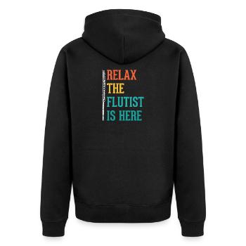 flute - Unisex Premium Organic Zip Hoodie - black - Back - Nico (187cm)