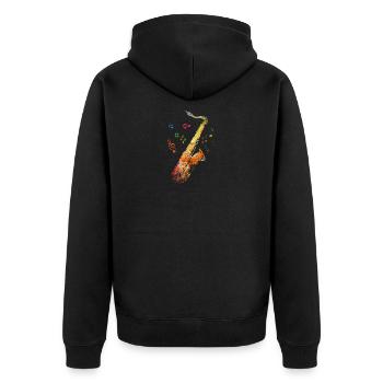Saxophon Musiker Musik - Unisex Premium Bio Zip Hoodie - Schwarz - Hinten - Nico (187cm)