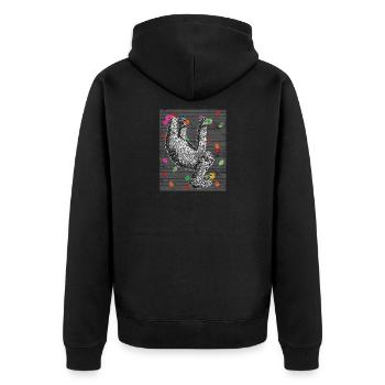Klettern Faultier Natur - Unisex Premium Bio Zip Hoodie - Schwarz - Hinten - Nico (187cm)