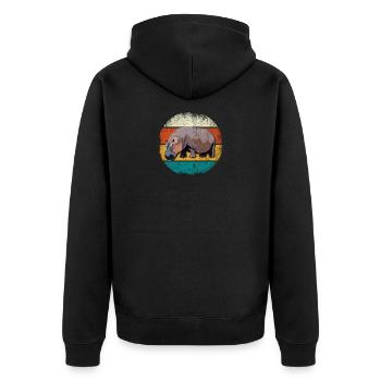 Nilpferd - Unisex Premium Bio Zip Hoodie - Schwarz - Hinten - Nico (187cm)