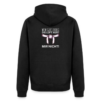 Wem geht zuerst die Luft aus mir nicht - Unisex Premium Bio Zip Hoodie - Schwarz - Hinten - Nico (187cm)