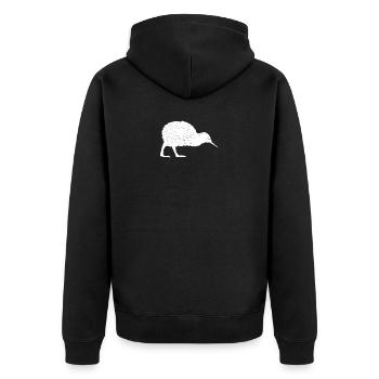 Neuseeland Kiwi Geschenk - Unisex Premium Bio Zip Hoodie - Schwarz - Hinten - Nico (187cm)