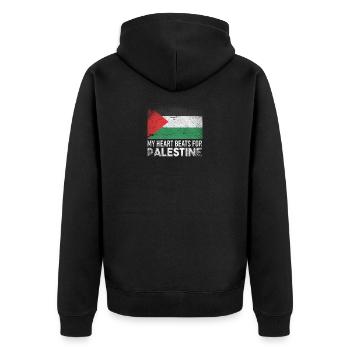 Palestine coeur politique - Veste à capuche bio Premium Unisexe - noir - Dos - Nico (187cm)