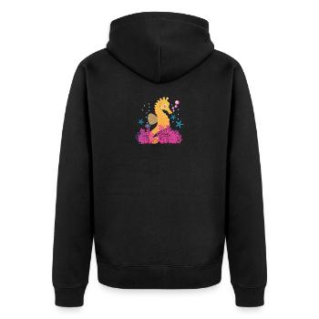Seepferdchen Seepferd - Unisex Premium Bio Zip Hoodie - Schwarz - Hinten - Nico (187cm)