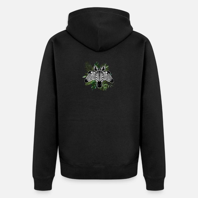 Zebra Pony Geschenk - Unisex Premium Bio Zip Hoodie - Schwarz