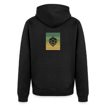 Retro beer hops - Unisex Premium Organic Zip Hoodie - black - Back - Nico (187cm)